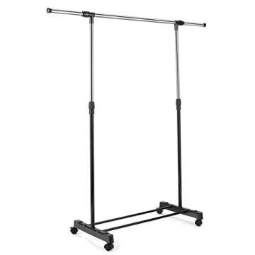 Clothing Garment Racks, Removable and Adjustable Height Storage Shelf for Hanging Clothes, Houseware Garment Organizer with Wheels