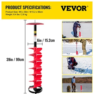 VEVOR Ice Drill Auger - Experience Effortless Ice Fishing
