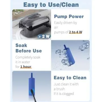 Pawfly Aquarium 2 Inch Air Stone Cylinder Blue Airstone Bubble Diffuser for Nano Air Pumps Small Fish Tanks Buckets and DWC Reservoirs, 6 Pack