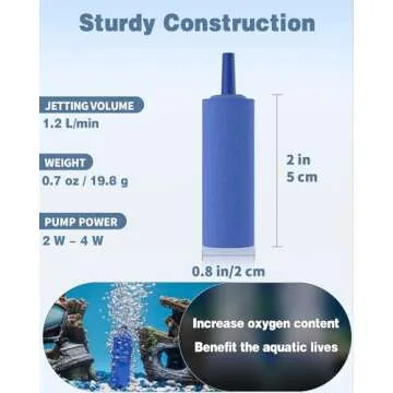 Pawfly Aquarium 2 Inch Air Stone Cylinder Blue Airstone Bubble Diffuser for Nano Air Pumps Small Fish Tanks Buckets and DWC Reservoirs, 6 Pack