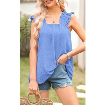 PRETTYGARDEN Flowy Ruffle Tank Top for Women