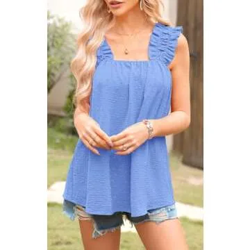 PRETTYGARDEN Flowy Ruffle Tank Top for Women
