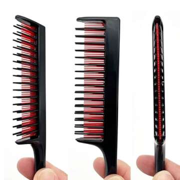 LLTGMV Hair Comb for Women, Triple Teasing Comb for Fine Hair - 8.27 IN, Hair Styling Back Comb, Tease Comb for Hair Volume and Sectioning
