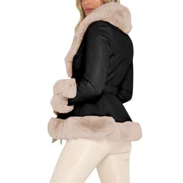 Aurgelmir Women's Faux Leather Jacket Coat Short/Long Parka Coat with Fur Collar Outwear