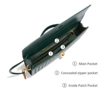 Evening Woven Crossbody Bags for Women Casual Fashion Shoulder Handbag Vegan Leather Clutch Purse Wi...