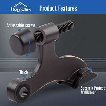 HOMOTEK 8 Pack Hinge Pin Oil Rubbed Bronze Door Stopper,Adjustable Deluxe Heavy Duty Door Stopper 2-...