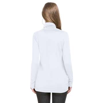 LE VONFORT Women's Mock Neck Long Sleeve Thermal Tops Lightweight Fleece Lined Underwear White X-Lar...