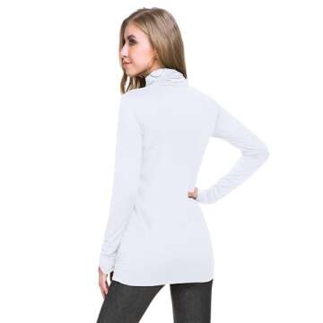 LE VONFORT Women's Mock Neck Long Sleeve Thermal Tops Lightweight Fleece Lined Underwear White X-Large