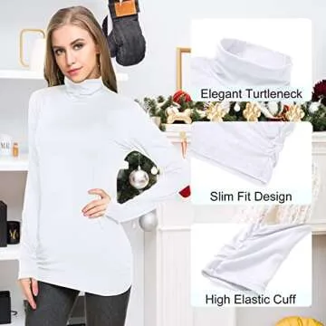 LE VONFORT Women's Mock Neck Long Sleeve Thermal Tops Lightweight Fleece Lined Underwear White X-Large
