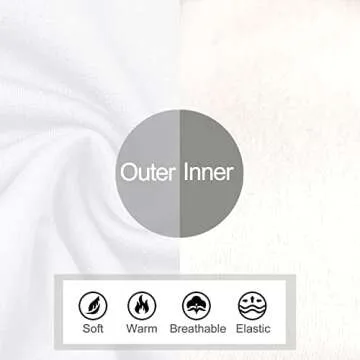 LE VONFORT Women's Mock Neck Long Sleeve Thermal Tops Lightweight Fleece Lined Underwear White X-Large