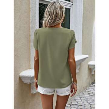 PRETTYGARDEN Chiffon Blouses: Short Sleeve Tops for Women
