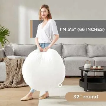 Codi Round Floor Pillow Insert, Large Thick Meditation Cushion, 32 Inch Circular Seating Cushions, Memory Foam Added, Advanced