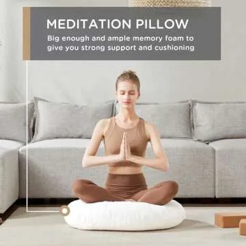 Codi Round Floor Pillow Insert, Large Thick Meditation Cushion, 32 Inch Circular Seating Cushions, Memory Foam Added, Advanced