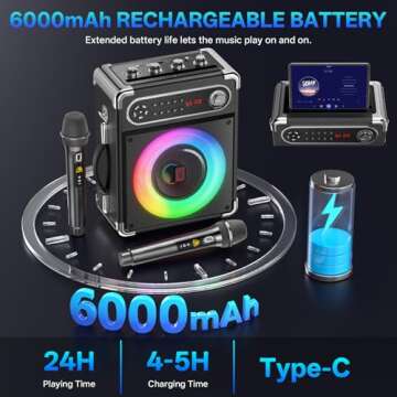 Karaoke Machine Portable Bluetooth Speaker with Microphones