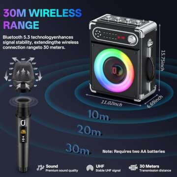 Karaoke Machine Portable Bluetooth Speaker with Microphones
