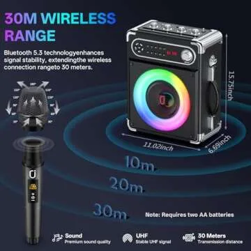 Karaoke Machine Portable Bluetooth Speaker with Microphones