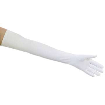Matte Satin Opera Length Gloves, White