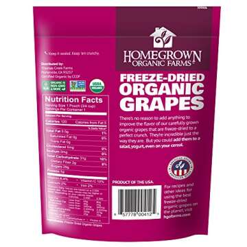 Freeze Dried Grape Snack by Homegrown Organic Farms – Organic Non-GMO Freeze-Dried Grape Chips –...