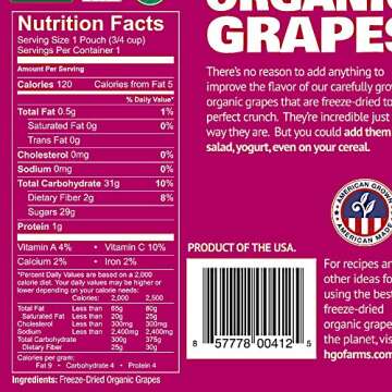 Organic Vegan Freeze Dried Grape Snack - Homegrown Farms