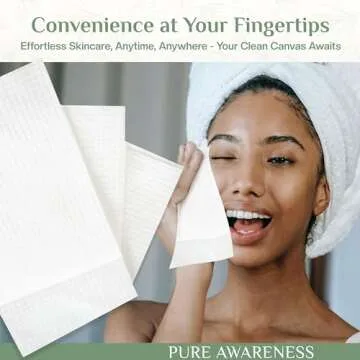 60 Disposable Face Towels - Ideal for Sensitive Skin, Makeup Removal, Soft, Thick, Biodegradable - Cruelty-Free