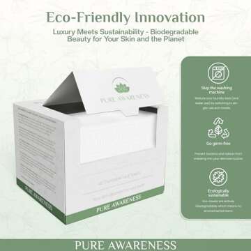 60 Disposable Face Towels - Ideal for Sensitive Skin, Makeup Removal, Soft, Thick, Biodegradable - Cruelty-Free
