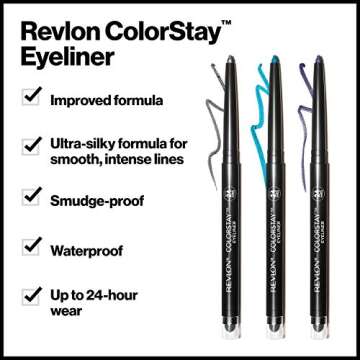 Revlon ColorStay Pencil Waterproof Eyeliner, Smudge-Proof, Eye Makeup with Built-In Sharpener, Packaging May Vary, 210 Teal, 0.01 Oz