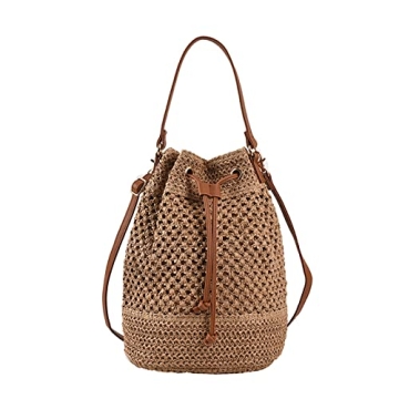 Chic OWGSEE Straw Bucket Bag - Eco-Friendly Summer Beach Handbag