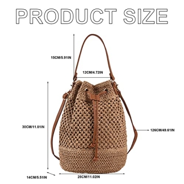 Eco-Friendly Straw Bucket Bag for Women Summer Beach Handbag