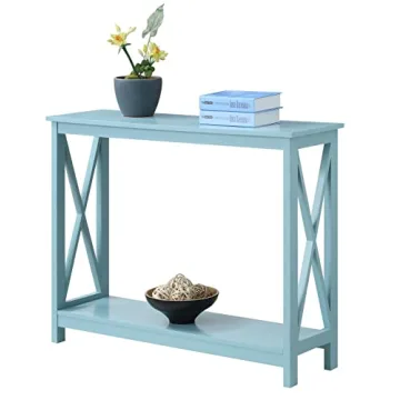 Oxford Console Table with Shelf in Sea Foam Blue