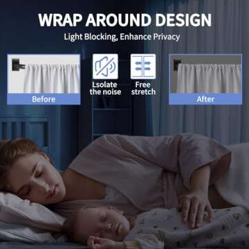 ZYRW Black Curtain Rods, Room Darkening Curtain Rods for Windows 48 to 90 Inches(4-7.5Ft), Wrap Arou...