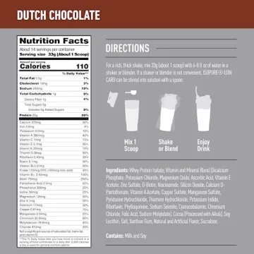 Isopure Low Carb 100% Pure Whey Protein, 25g Protein, Dutch Chocolate
