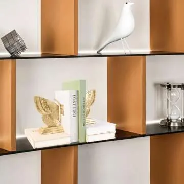 NOVAURB Vintage Brass Decorative Bookends Butterfly Design, Heavy Sturdy Cast Iron Book Ends, Metal Bronze Shelves Stoppers Holder Decor, 1Pair/2Piece