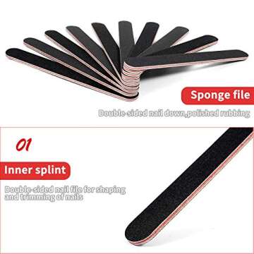 Nail File Emery Board Nail care Double Sided 100 180 Grit Gel Acrylic Dip Black Nail Buffering Files Professional Manicure Pedicure Tools 10Pcs/Pack Nail Files Set for Home and Salon Use