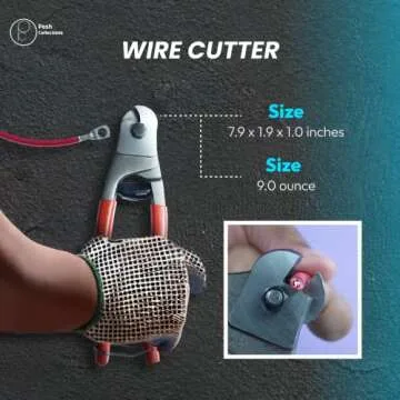 Posh Collection Hydraulic Crimping Tool Set 8T - Complete Cable Crimper Kit with 9 Dies 2/0 AWG to 12 AWG, Cable Cutter, and Gloves for Efficient Electrical Wire Swaging and Terminal Connections