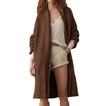Saodimallsu Womens Long Cardigan Sweaters Chunky Open Front Oversized Slouchy Knit Fall Trendy Coati...