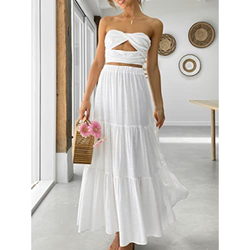 ANRABESS Women’s Boho A-Line Midi Skirt with Pockets