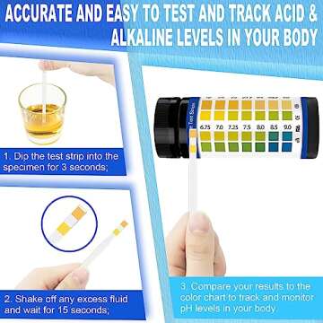 PH Test Strips for Urine & Saliva - 200ct Urine PH Test Strips for Humans, Fast & Accurately Track & Monitor Your pH Level (4.5-9.0ppm) in Seconds, Quick & Easy to Test Alkaline & Acid Levels in Body