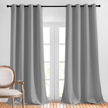 NICETOWN Bedroom Blackout Curtains Panels - Triple Weave Energy Saving Thermal Insulated Solid Gromm...