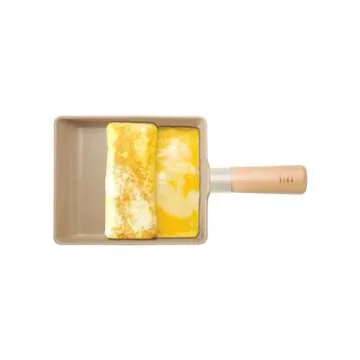 FIKA Kitchen Nonstick 6-Inch Rectangle Tamagoyaki Egg Roll Pan with Wooden Handle, Japanese Omelette Frying Skillet, Induction Compatible Cookware, Healthy Cooking Tamago Pan, Made in Korea (15cm)