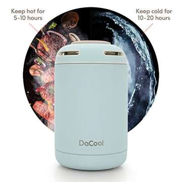 DaCool Insulated Food Jar Food Thermo for Hot Food 16 oz Vacuum Stainless Steel Hot Food School Lunch Container for Kids Adult Keep Food Hot Warm Container for Picnic Office Outdoors,BPA Free,Blue