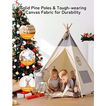besrey Teepee Tent for Kids with Light & Mat, Kids Tents Indoor Play Tent Playhouse, Toddler Teepee ...