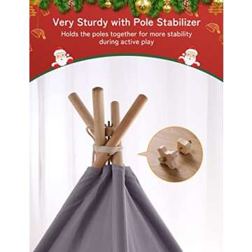 besrey Teepee Tent for Kids with Light & Mat, Kids Tents Indoor Play Tent Playhouse, Toddler Teepee 100% Cotton, tee Pee Tents for Kids Indoor, Kids Teepee,Children Room Tent