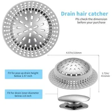 Aluvor Drain Hair Catcher, Upgraded Drain Catcher with Silicone Designed for Regular Drains, Catch H...