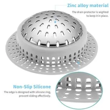 Aluvor Drain Hair Catcher, Upgraded Drain Catcher with Silicone Designed for Regular Drains, Catch Hair Easily Without Slowing Drainage, Prevent Clogging Plug Hole Hair Catcher (Large)
