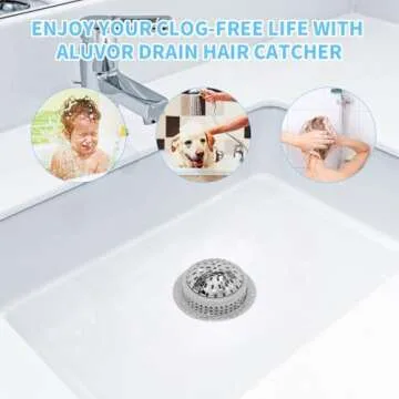 Aluvor Drain Hair Catcher, Upgraded Drain Catcher with Silicone Designed for Regular Drains, Catch Hair Easily Without Slowing Drainage, Prevent Clogging Plug Hole Hair Catcher (Large)