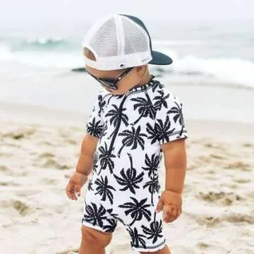 Newborn Infant Baby Boy Girls Cute Shark One Piece Swimsuit with Sun Protection for 0-18 Months