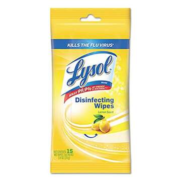Lysol Disinfecting Wipes To-Go Pack, Lemon Scent, 15 Count