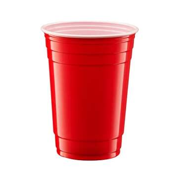GUSTO [18 oz. - 50 Count] Disposable Plastic Red Cups, Party Drinking Cups for Events and Everyday U...