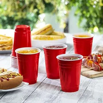 GUSTO 18 oz Red Cups - Sturdy Disposable Drinkware for Parties