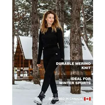 Merino Wool Base Layer Women Pants 100% Merino Wool Leggings Midweight Thermal Underwear Bottoms + Wool Socks (Small, 320 Black)